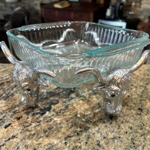 Glass Steer Head Serving Dish